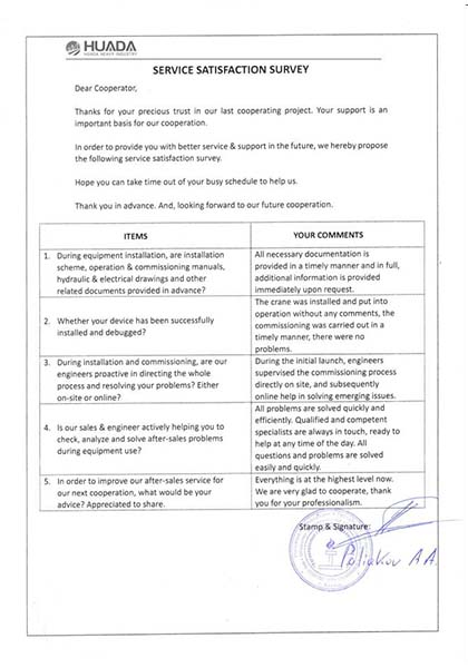 60T concrete beam launcher crane Client Testimony